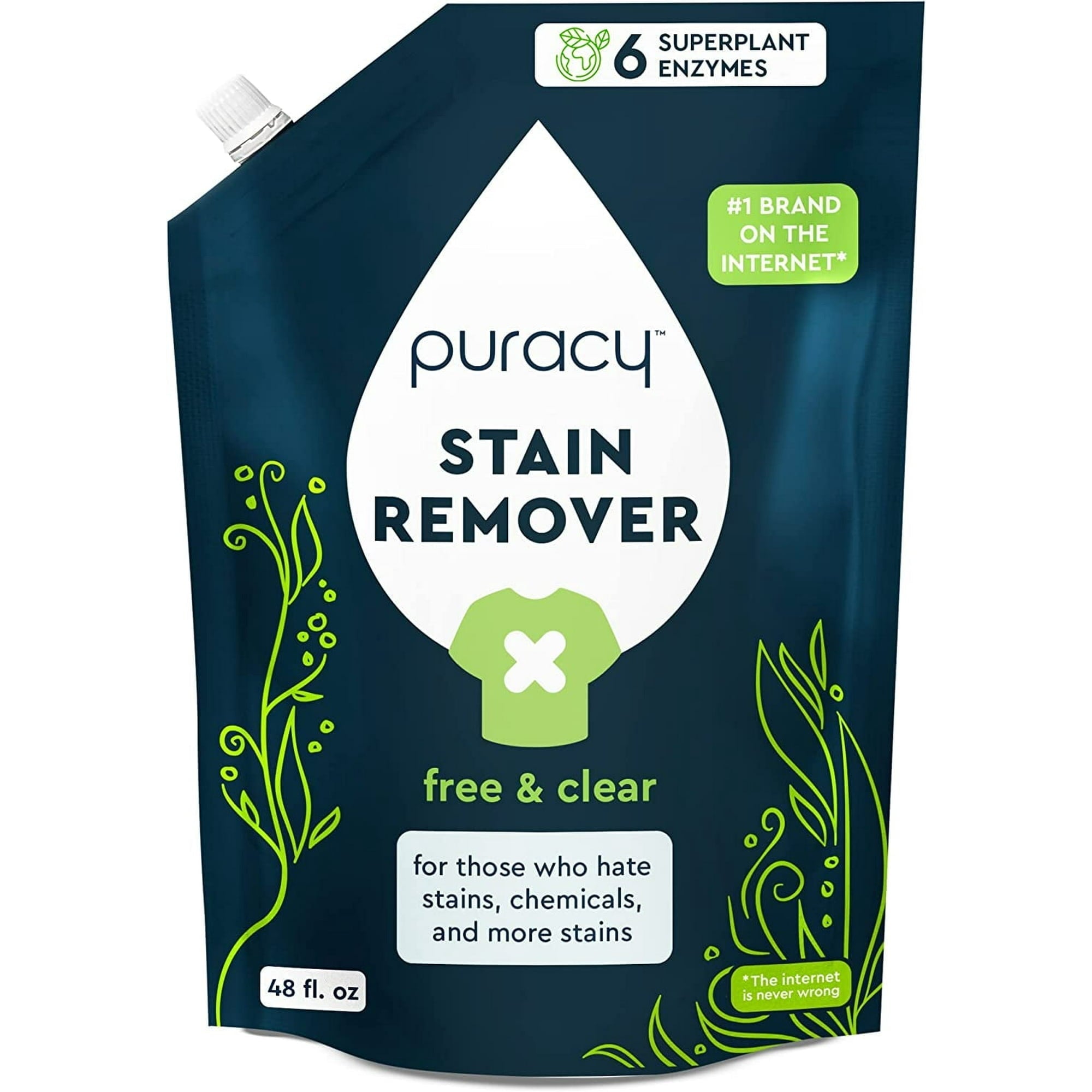 Puracy Laundry Stain Remover Refill, Free & Clear, 48 fl.oz. (X0XR)
